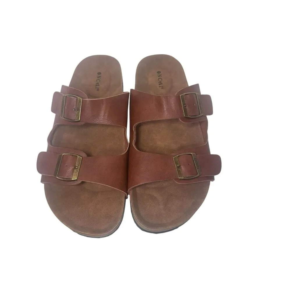 Mens Oncai brown leather Sandals Size 12 EU 46 Fast Shipping